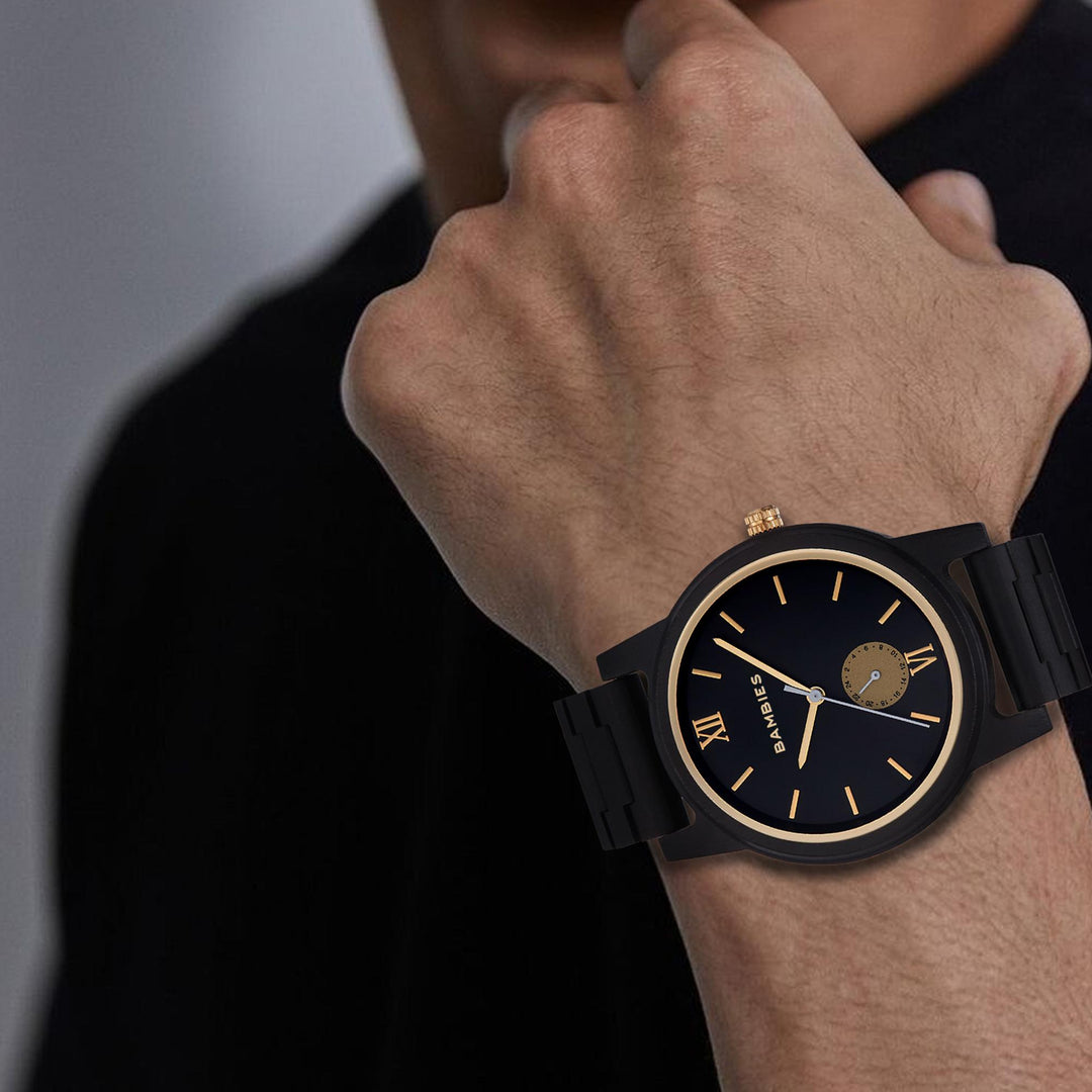Eclipse Noir - Men's Black Wooden Watch | Bambies
